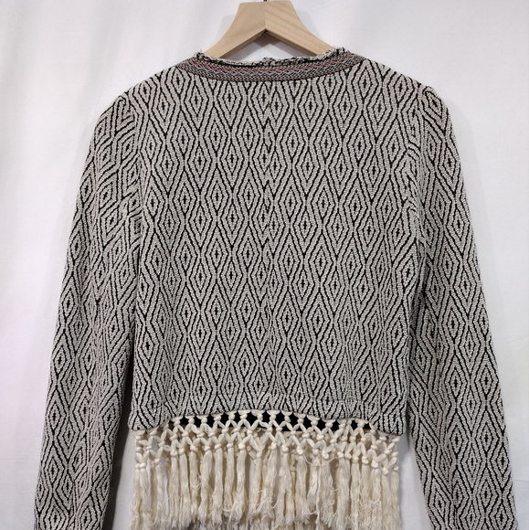 Miss Me Western Boho Fringe Jacket Womens S Tan Black Geometric Retro 90s - Picture 9 of 12